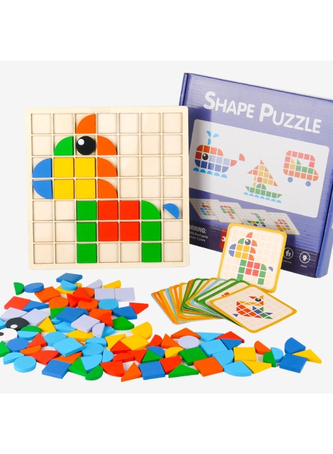 كابسترو لوحة ألغاز الأشكال الخشبية من كابسترو للأطفال - 138 قطعة من المكعبات الهندسية مع 20 بطاقة مزدوجة الجوانب | لعبة مطابقة الأشكال والتعلم المبكر على طريقة مونتيسوري للأطفال من عمر 3 سنوات فما فوق - Image 1